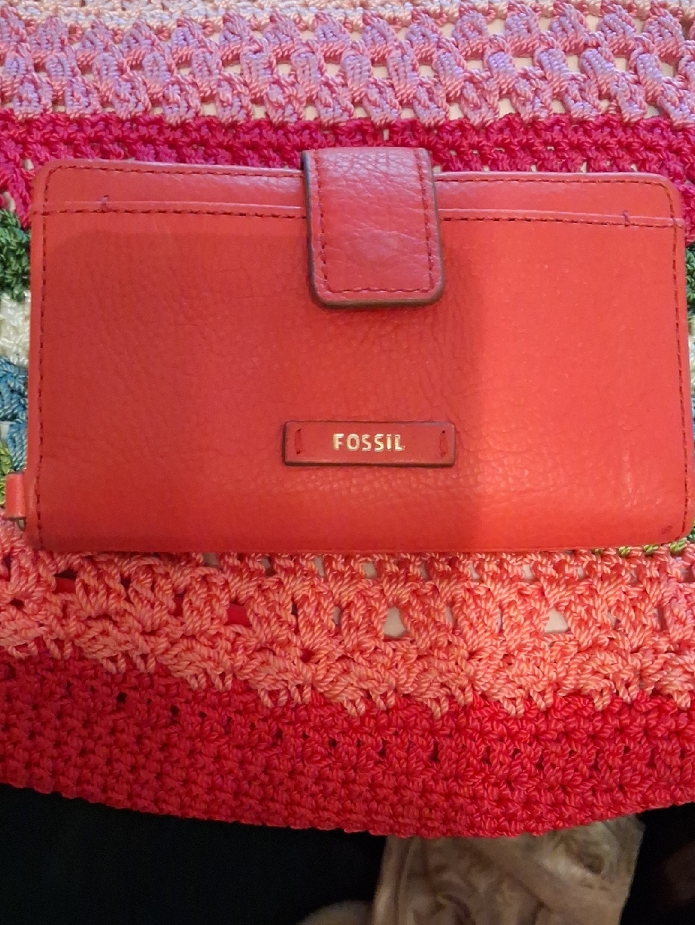 Fossil Coral Orange Leather Women’s Wallet